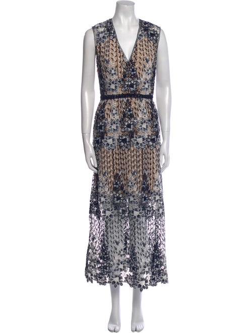 Monique Lhuillier Printed Long Dress