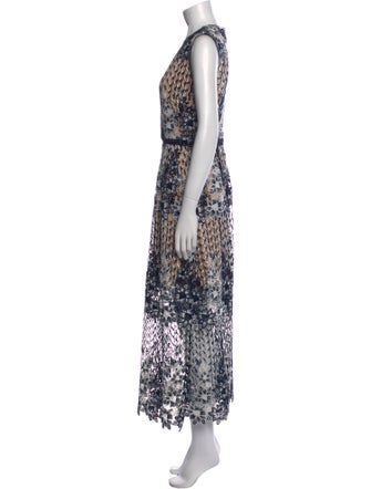 Monique Lhuillier Printed Long Dress