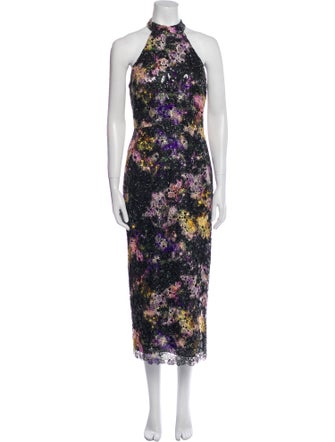 Monique Lhuillier Printed Long Dress