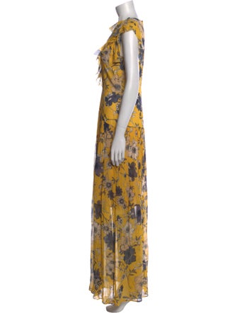 Monique Lhuillier Floral Print Long Dress
