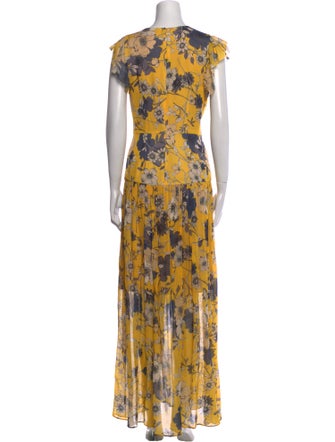 Monique Lhuillier Floral Print Long Dress