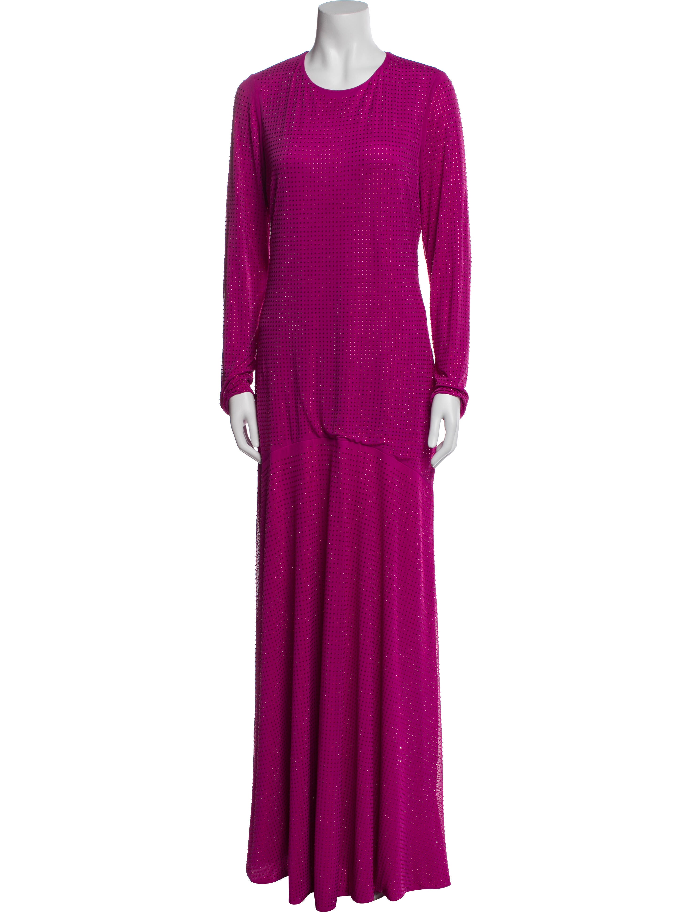 Monique Lhuillier Crew Neck Long Dress
