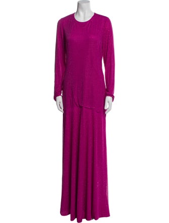 Monique Lhuillier Crew Neck Long Dress