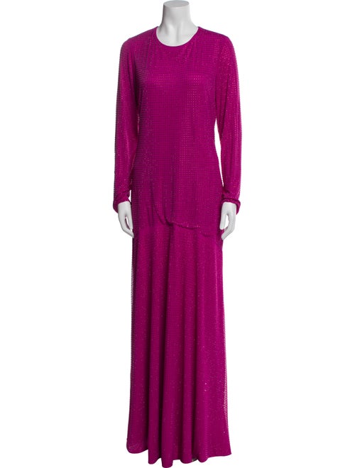 Monique Lhuillier Crew Neck Long Dress