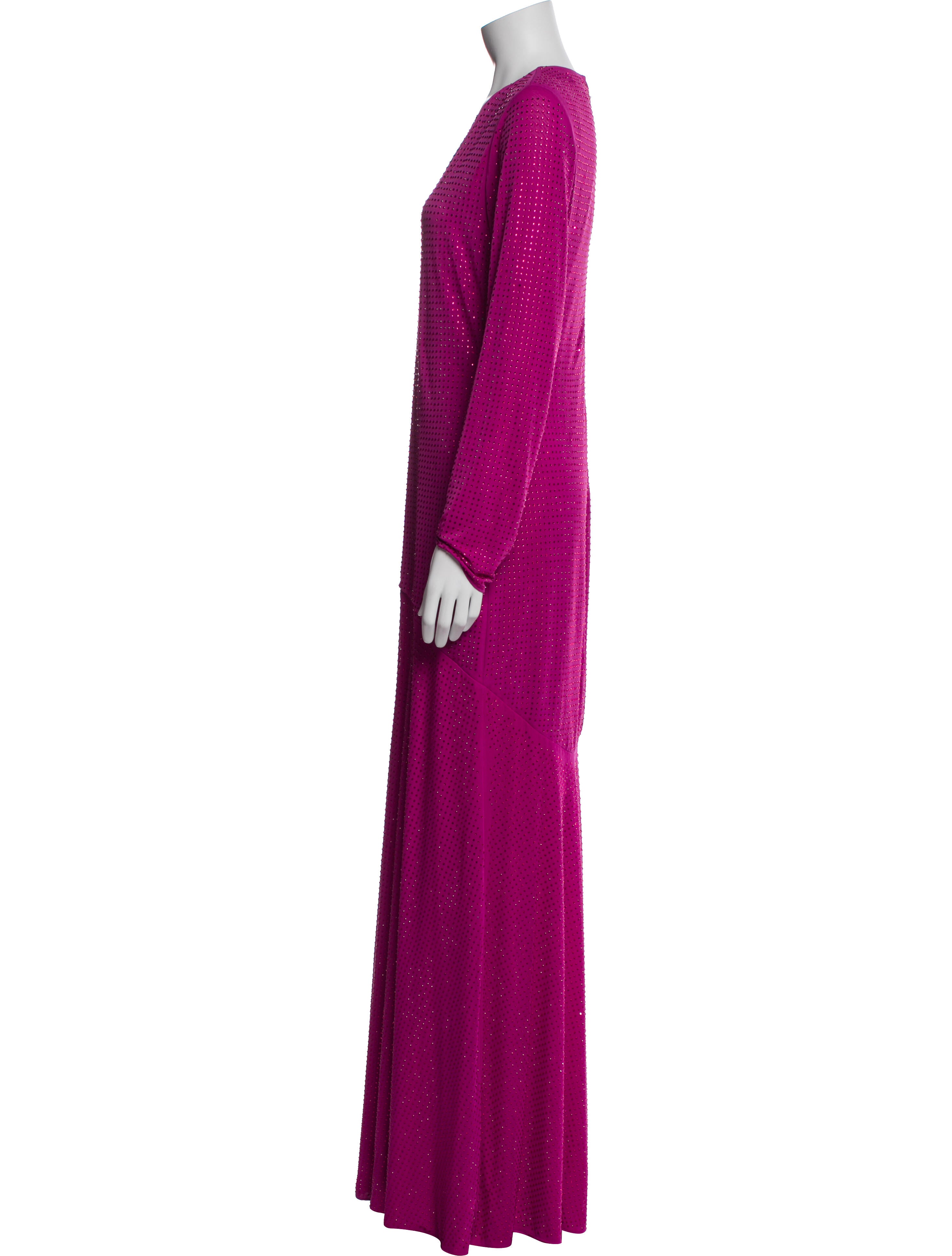 Monique Lhuillier Crew Neck Long Dress