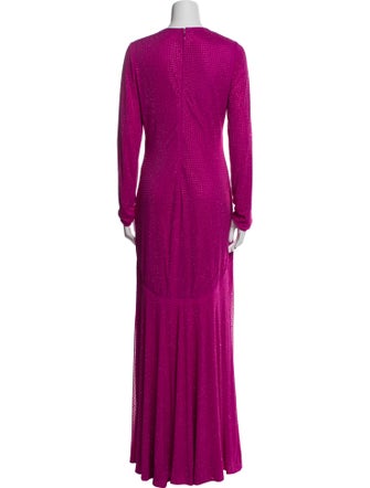 Monique Lhuillier Crew Neck Long Dress
