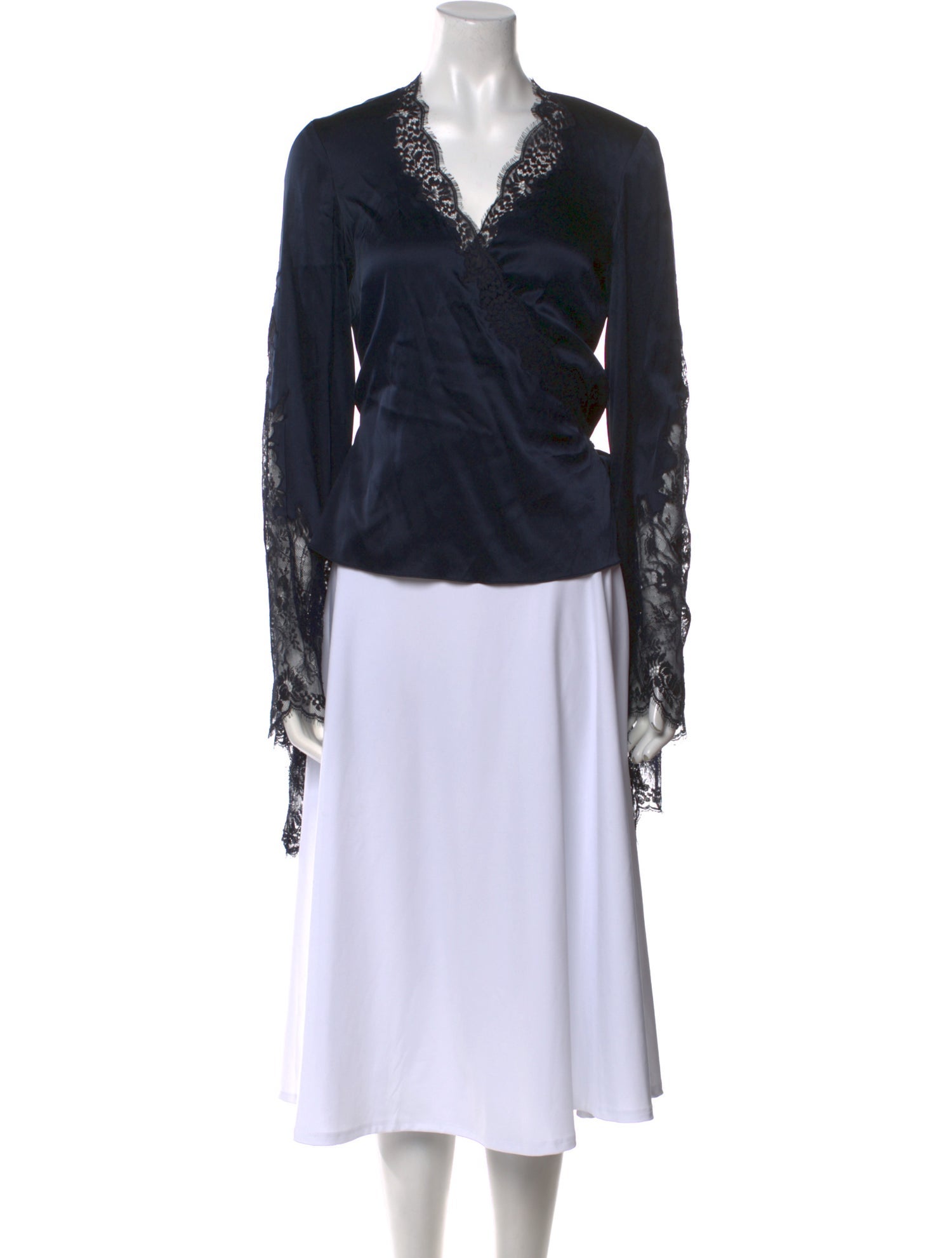 Monique Lhuillier V-Neck Long Sleeve Blouse