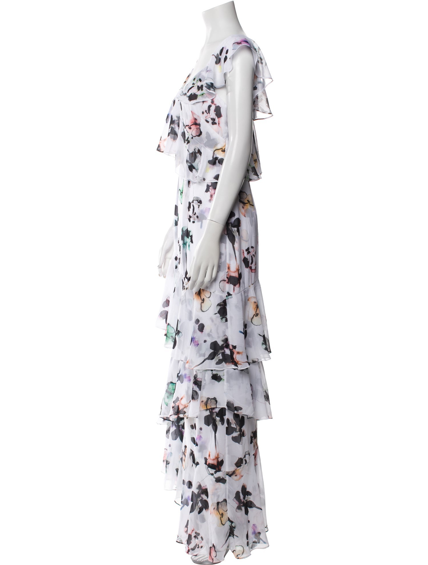Monique Lhuillier Floral Print Long Dress