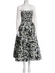 Monique Lhuillier Floral Print Midi Length Dress