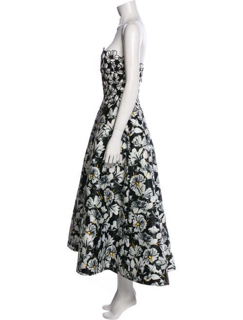 Monique Lhuillier Floral Print Midi Length Dress