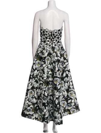 Monique Lhuillier Floral Print Midi Length Dress