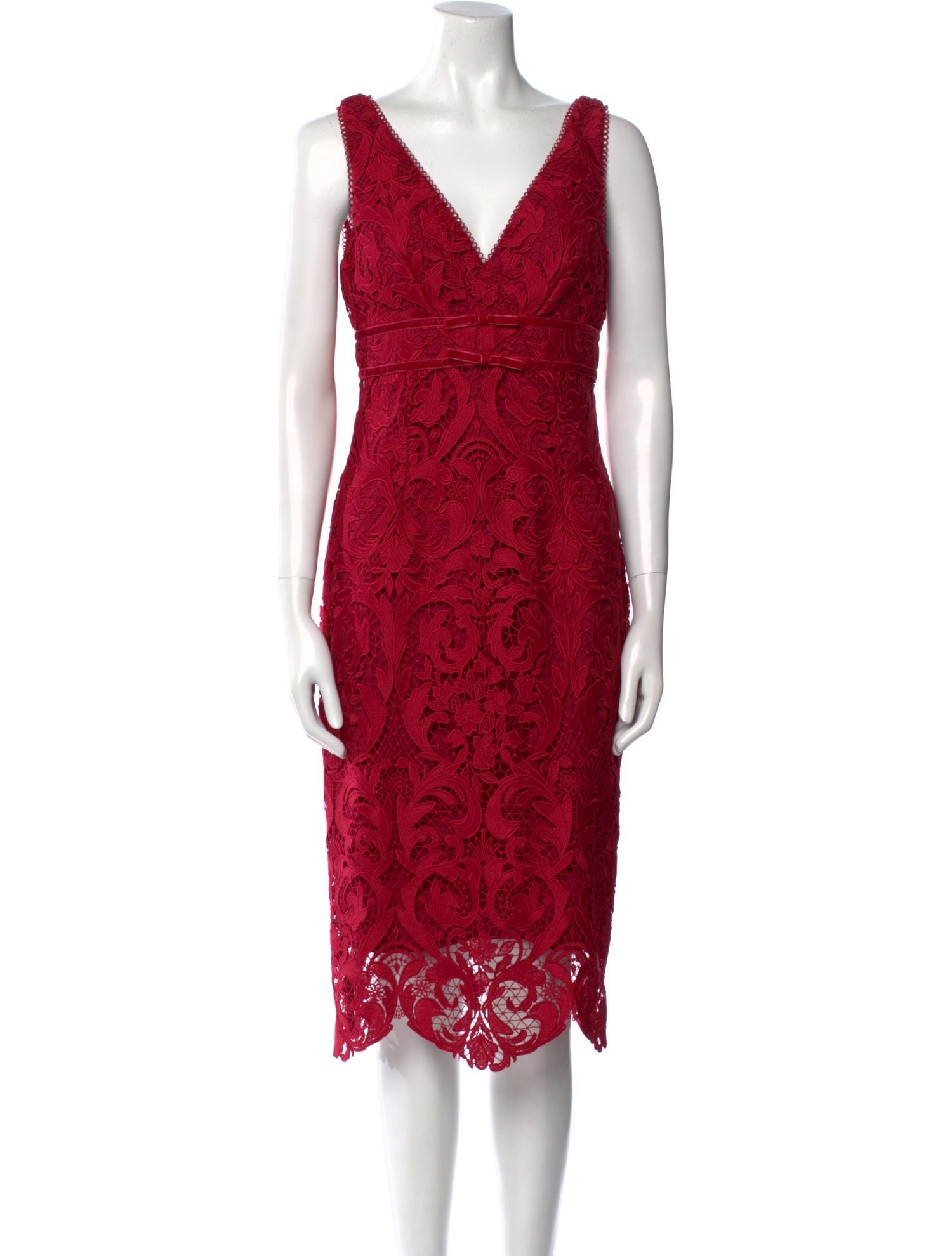 Monique Lhuillier Lace Pattern Midi Length Dress