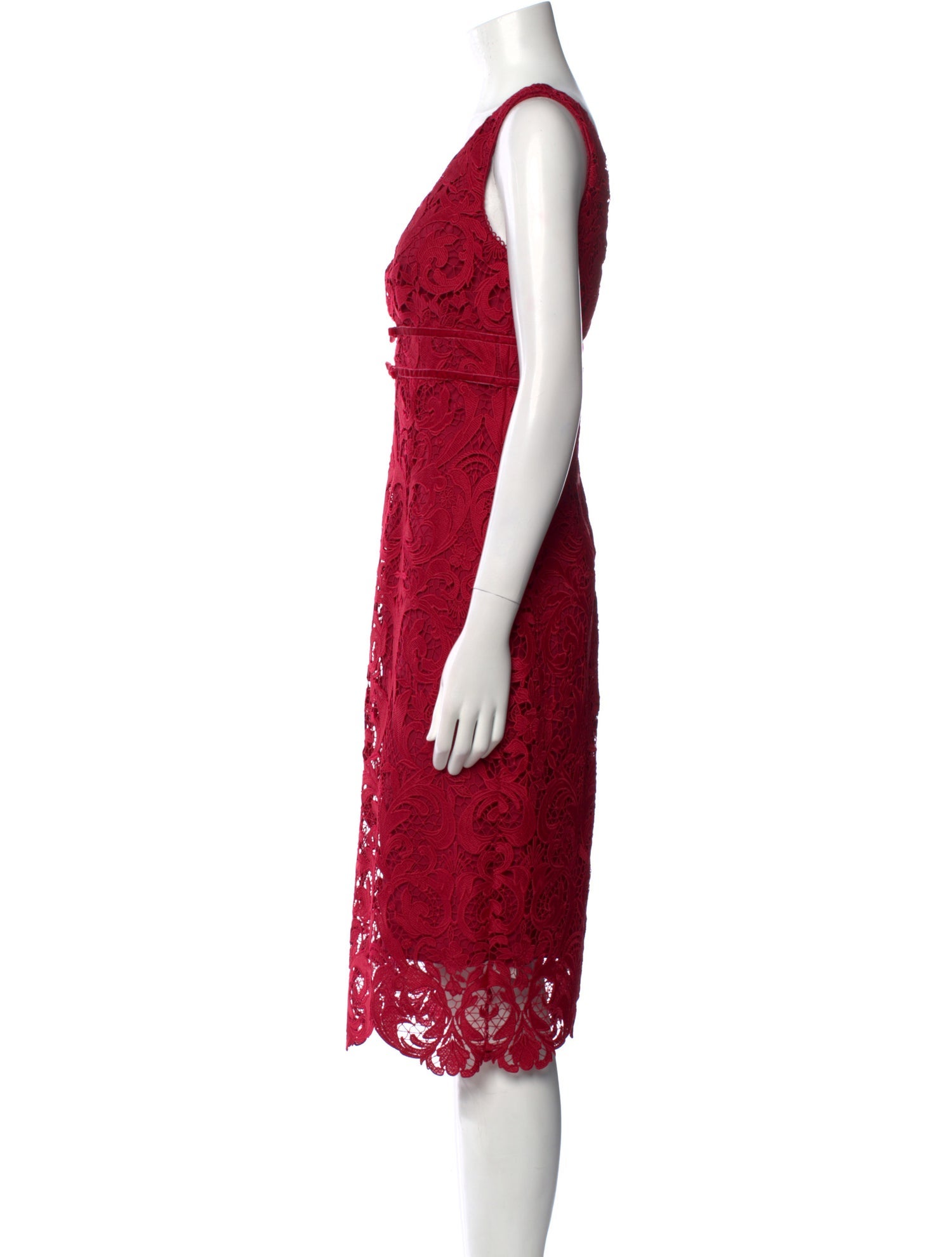 Monique Lhuillier Lace Pattern Midi Length Dress