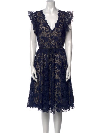 Monique Lhuillier Lace Pattern Knee-Length Dress