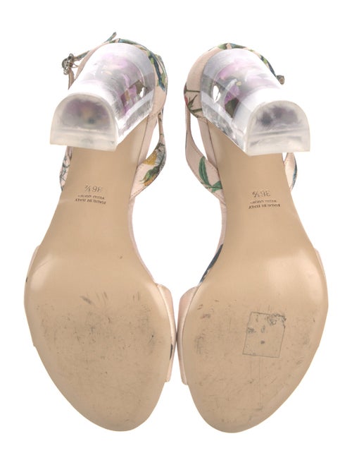 Monique Lhuillier Satin Floral Print Sandals