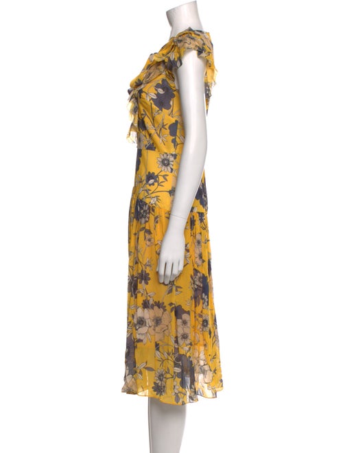 Monique Lhuillier Floral Print Midi Length Dress