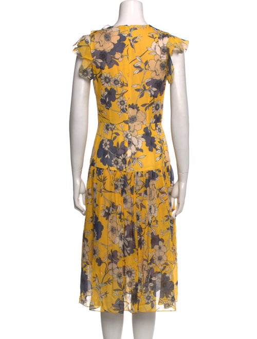 Monique Lhuillier Floral Print Midi Length Dress
