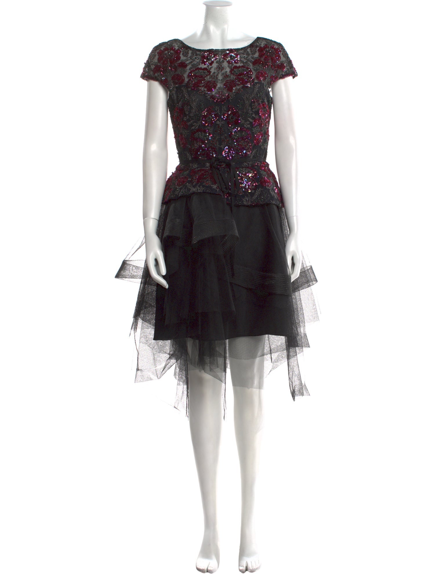 Monique Lhuillier Floral Print Midi Length Dress