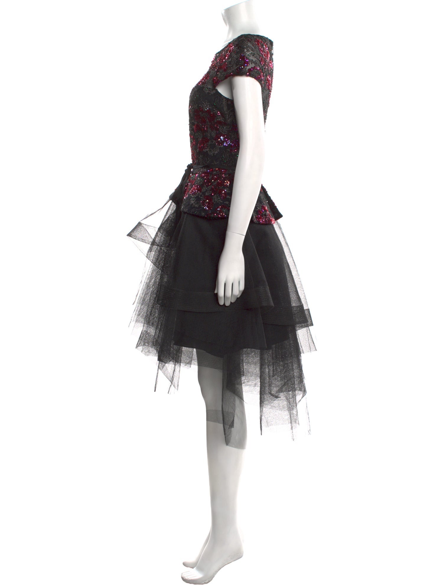 Monique Lhuillier Floral Print Midi Length Dress