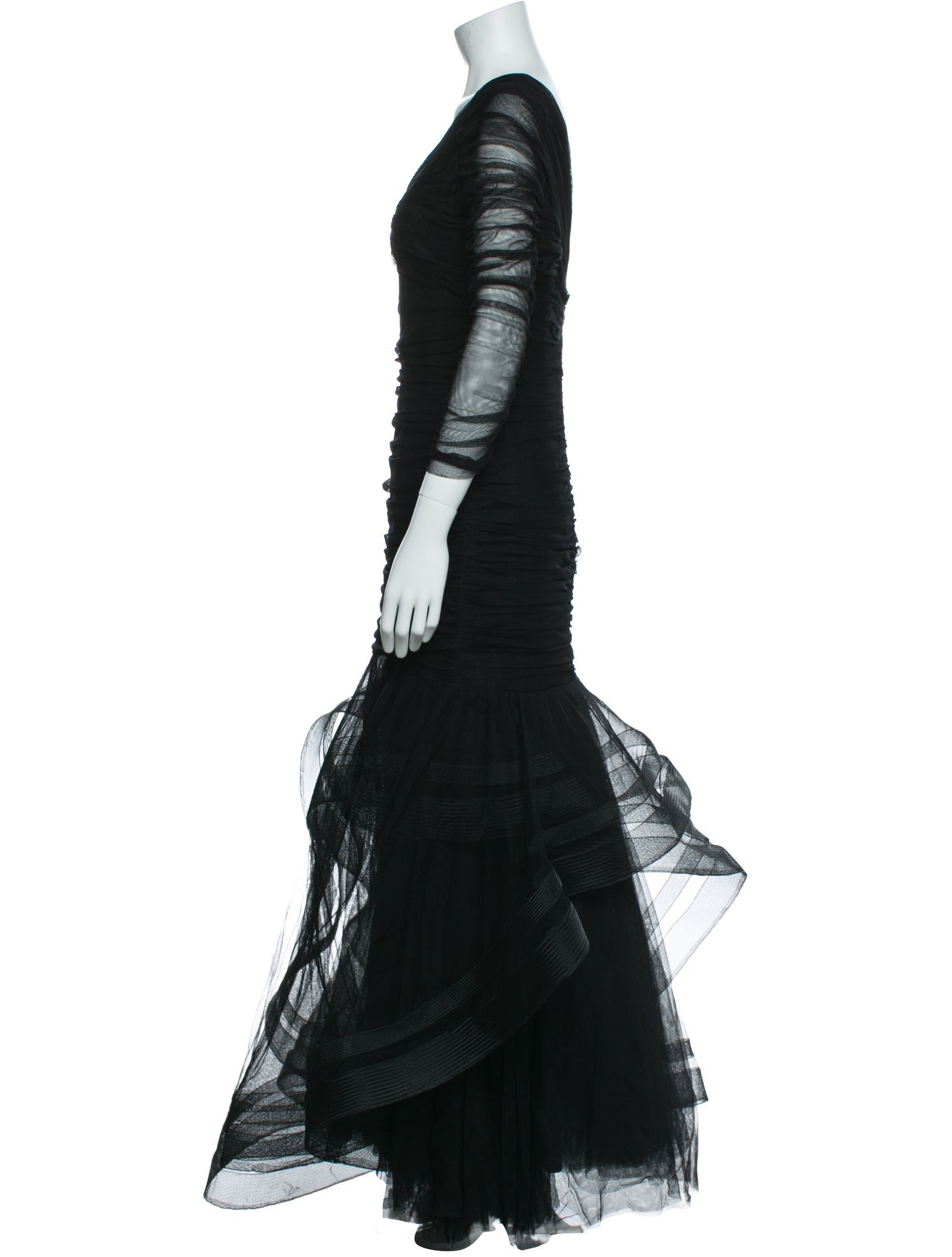 Monique Lhuillier V-Neck Long Dress