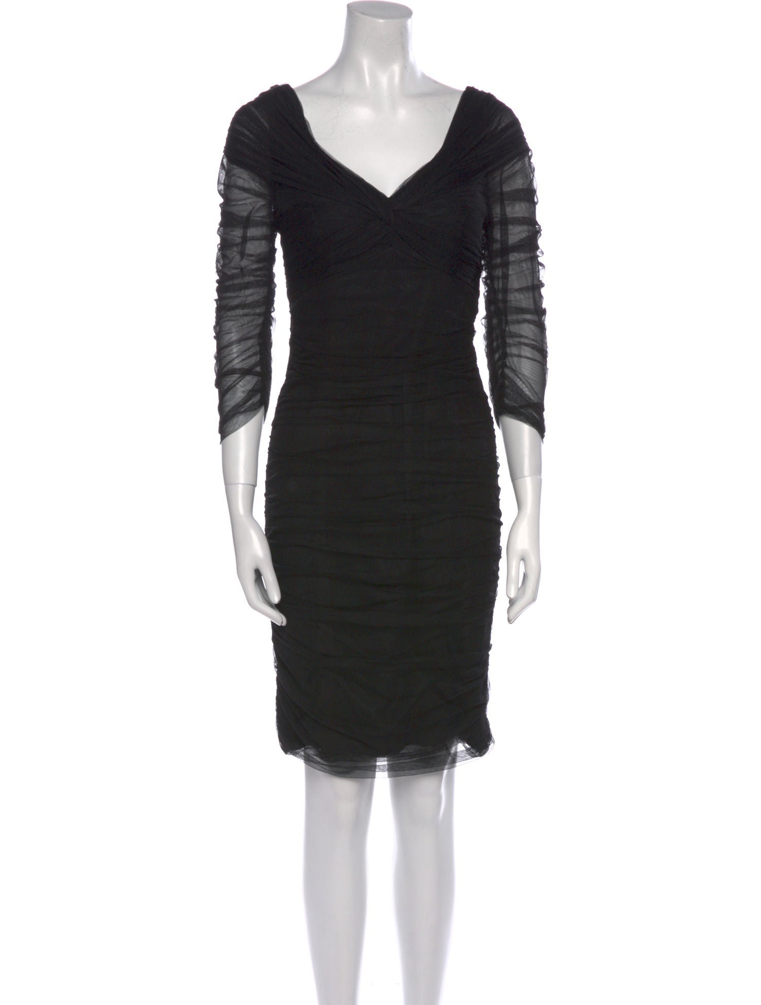 Monique Lhuillier V-Neck Knee-Length Dress