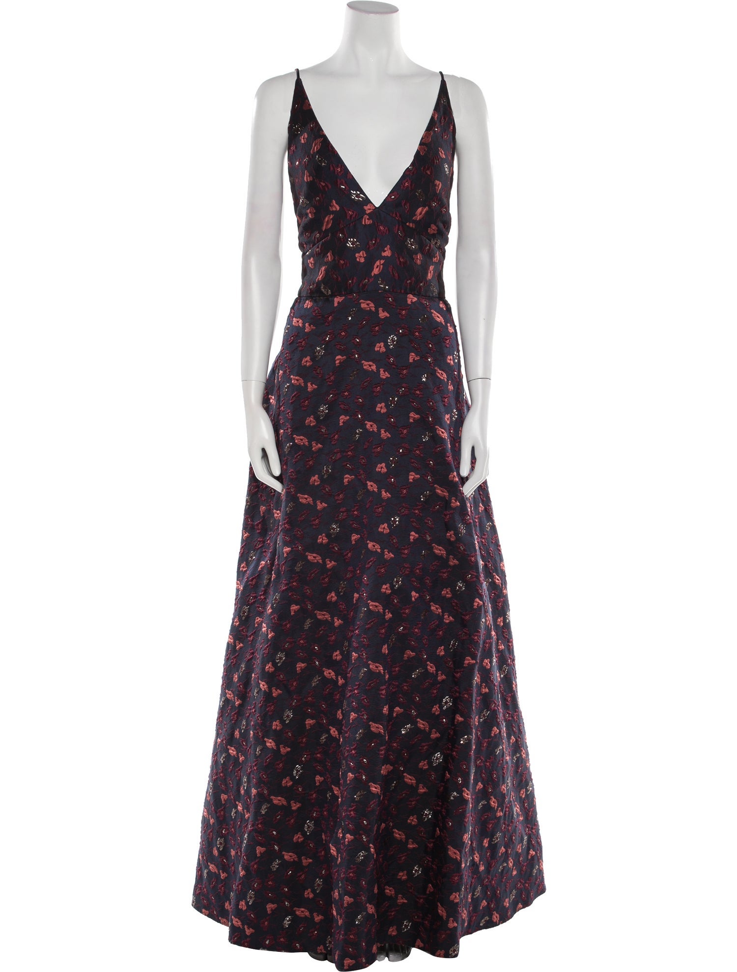 Monique Lhuillier Floral Print Long Dress