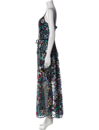 Monique Lhuillier Floral Print Long Dress