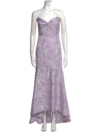 Monique Lhuillier Floral Print Long Dress