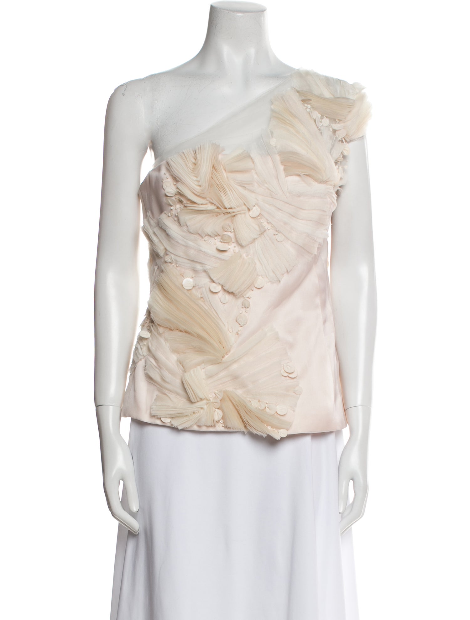 Monique Lhuillier Silk One-Shoulder Top