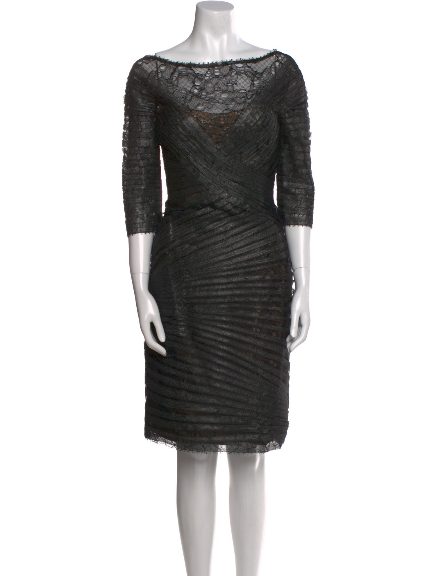 Monique Lhuillier Bateau Neckline Knee-Length Dress