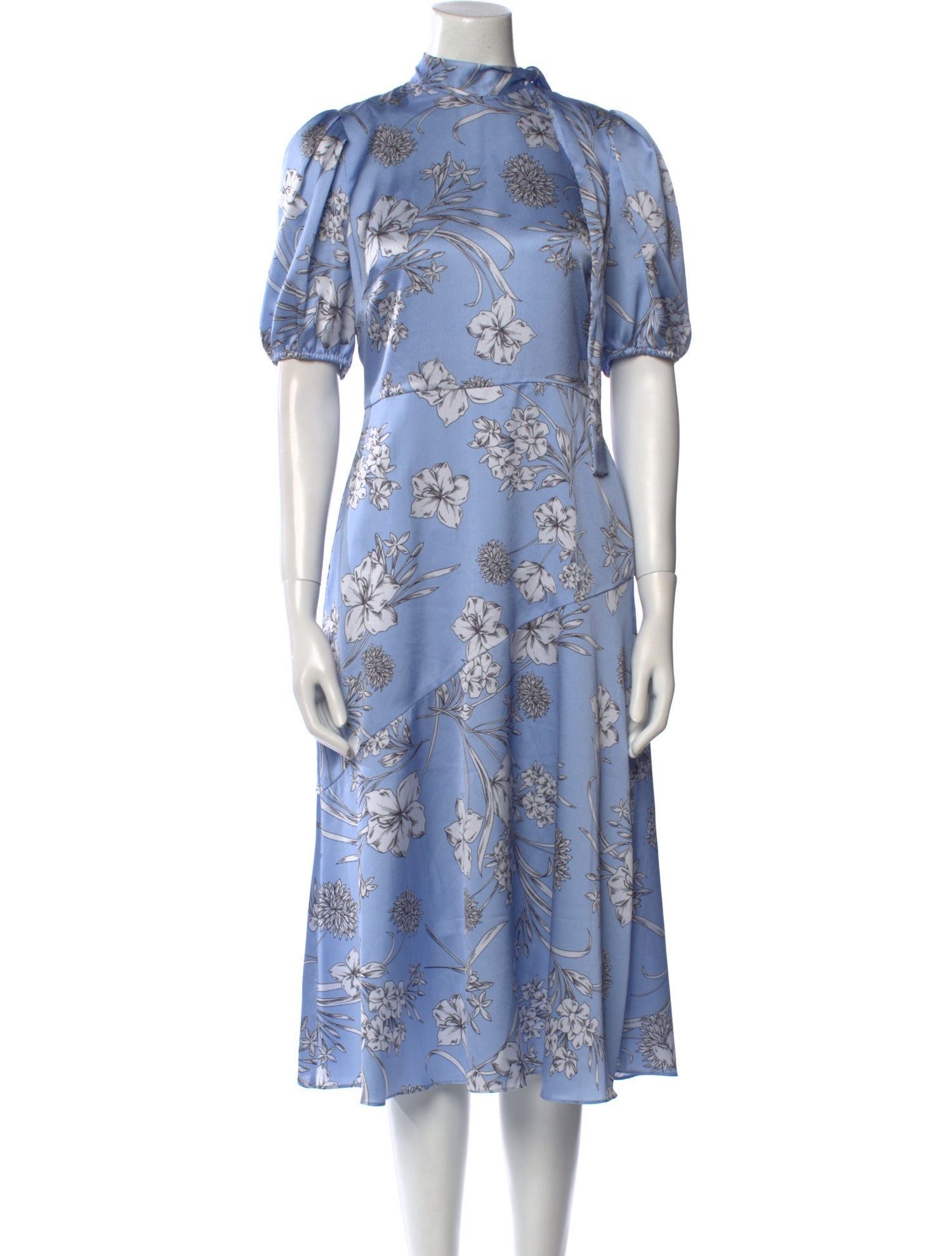 Monique Lhuillier Floral Print Midi Length Dress