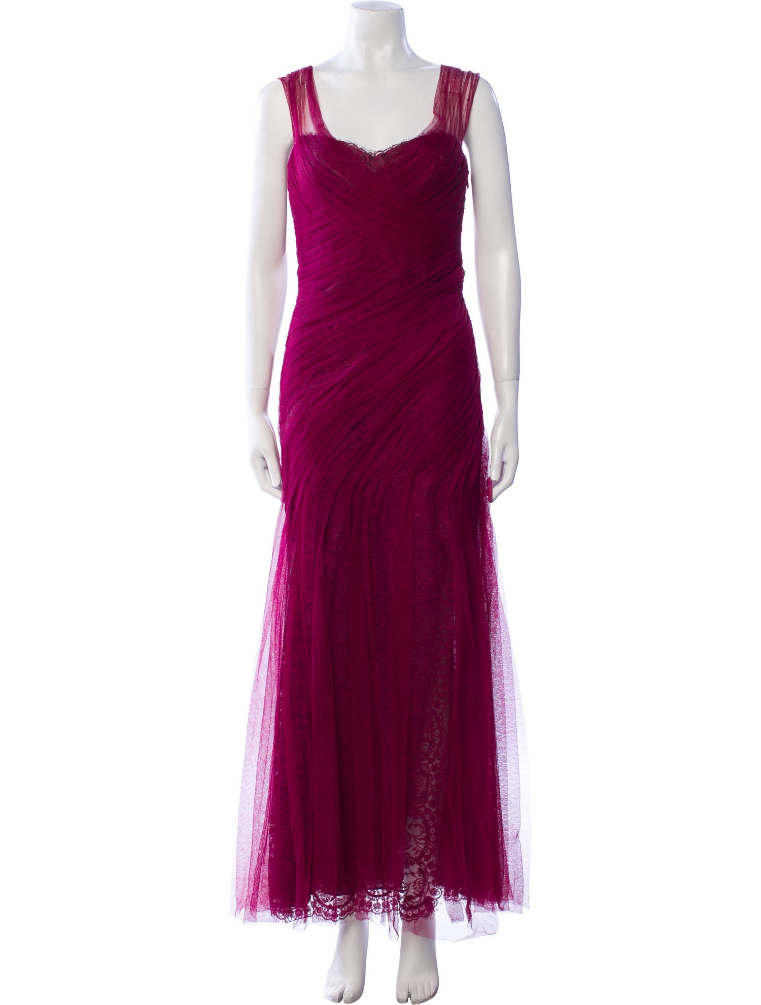 Monique Lhuillier Square Neckline Midi Length Dress