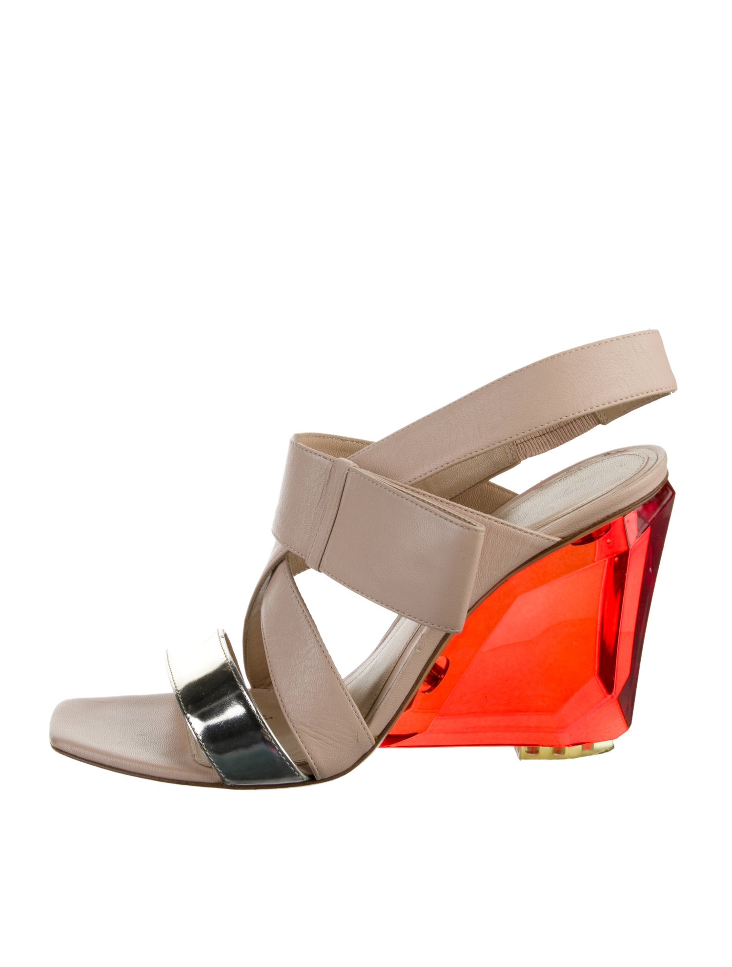Monique Lhuillier Leather Slingback Sandals