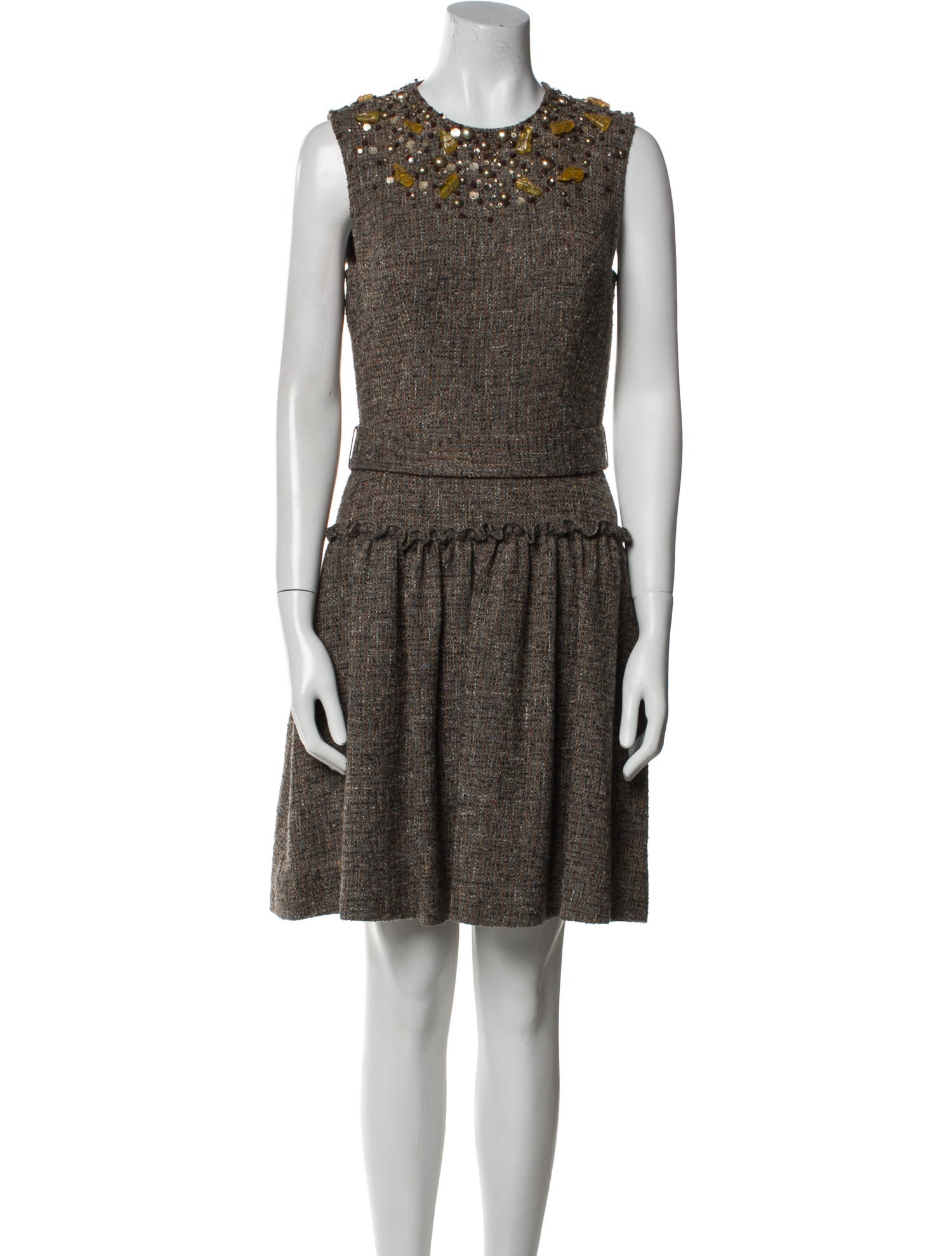 Monique Lhuillier Crew Neck Mini Dress