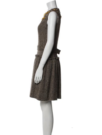 Monique Lhuillier Crew Neck Mini Dress