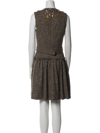 Monique Lhuillier Crew Neck Mini Dress