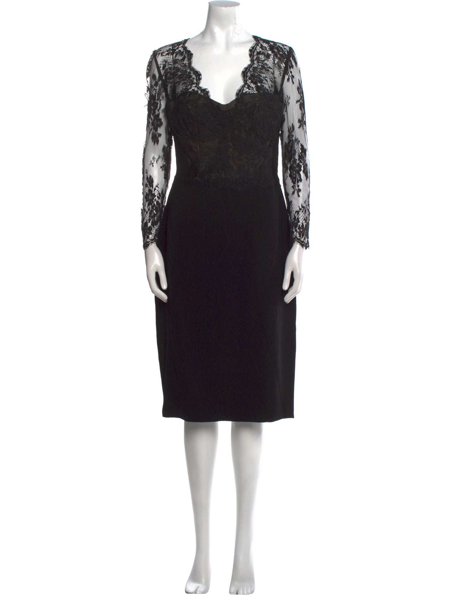 Monique Lhuillier Lace Pattern Midi Length Dress