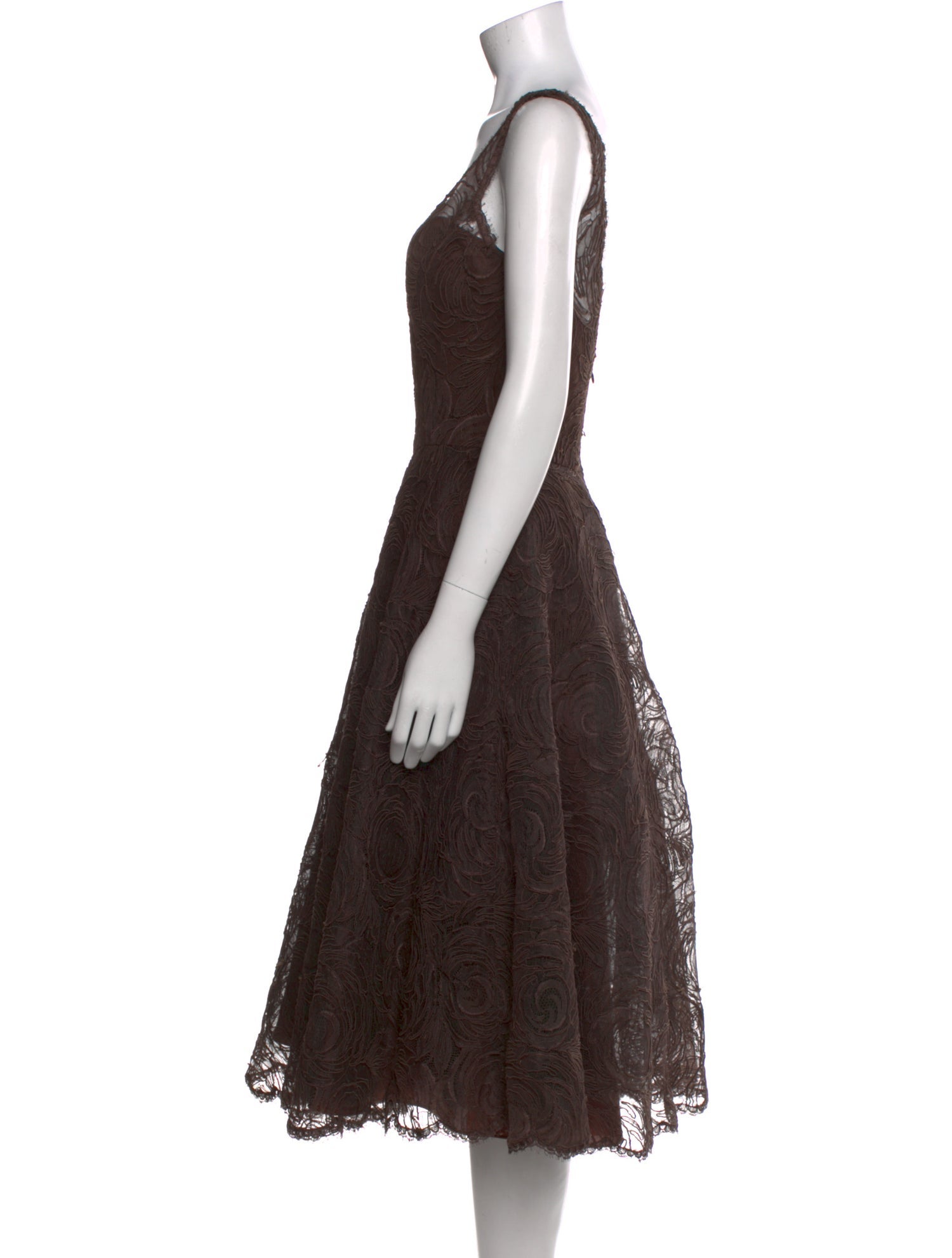 Monique Lhuillier V-Neck Midi Length Dress