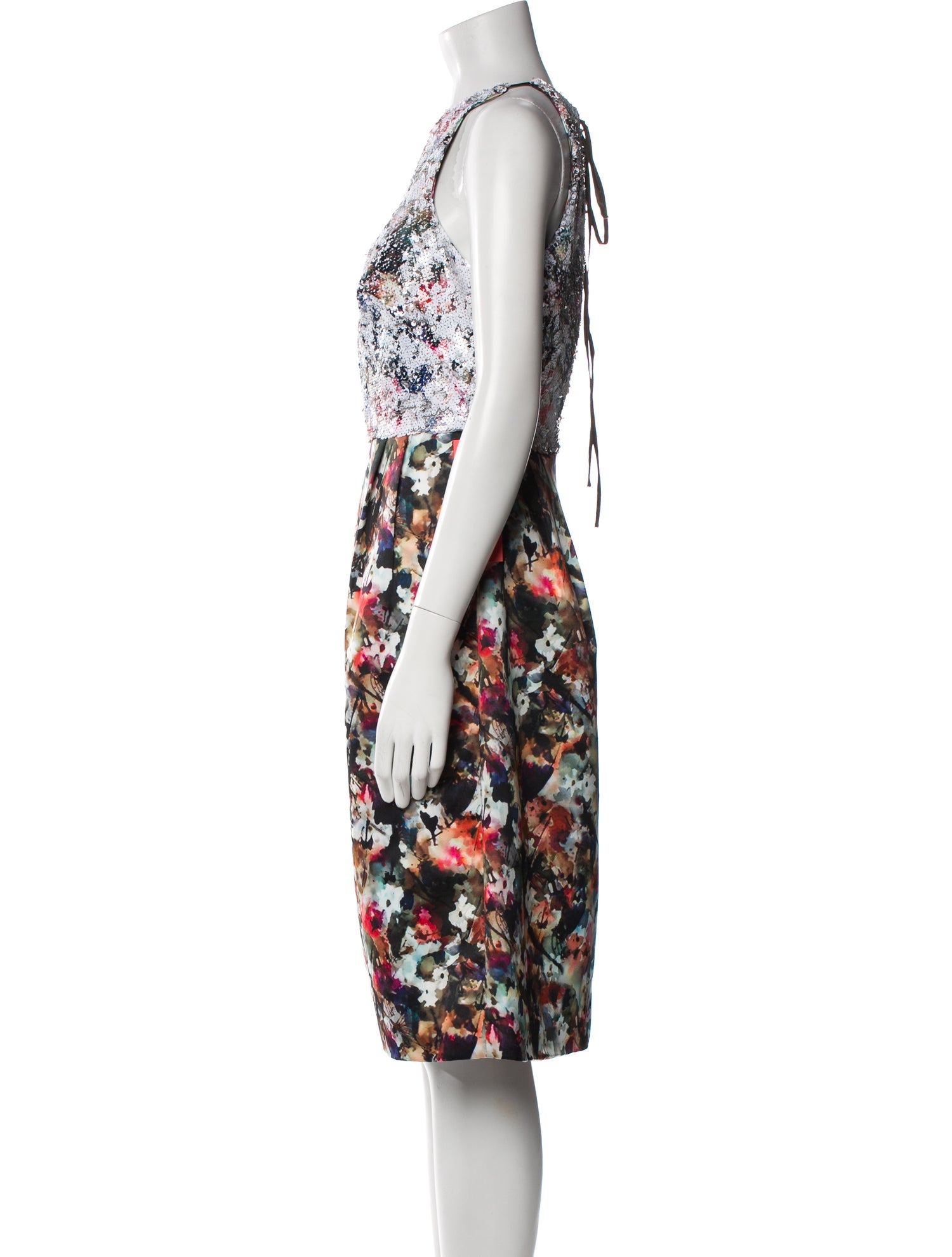 Monique Lhuillier Floral Print Knee-Length Dress w/ Tags