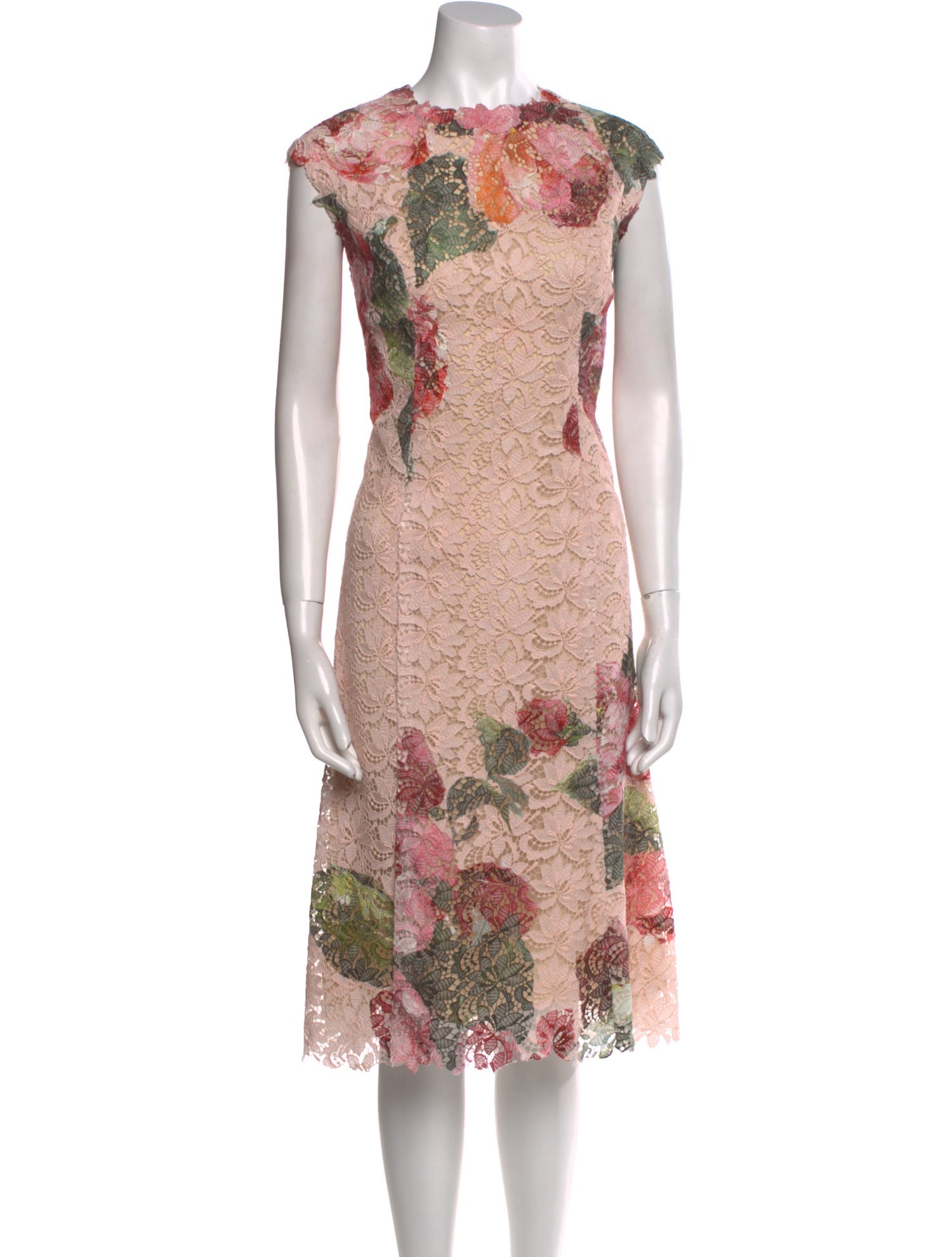 Monique Lhuillier Lace Pattern Midi Length Dress