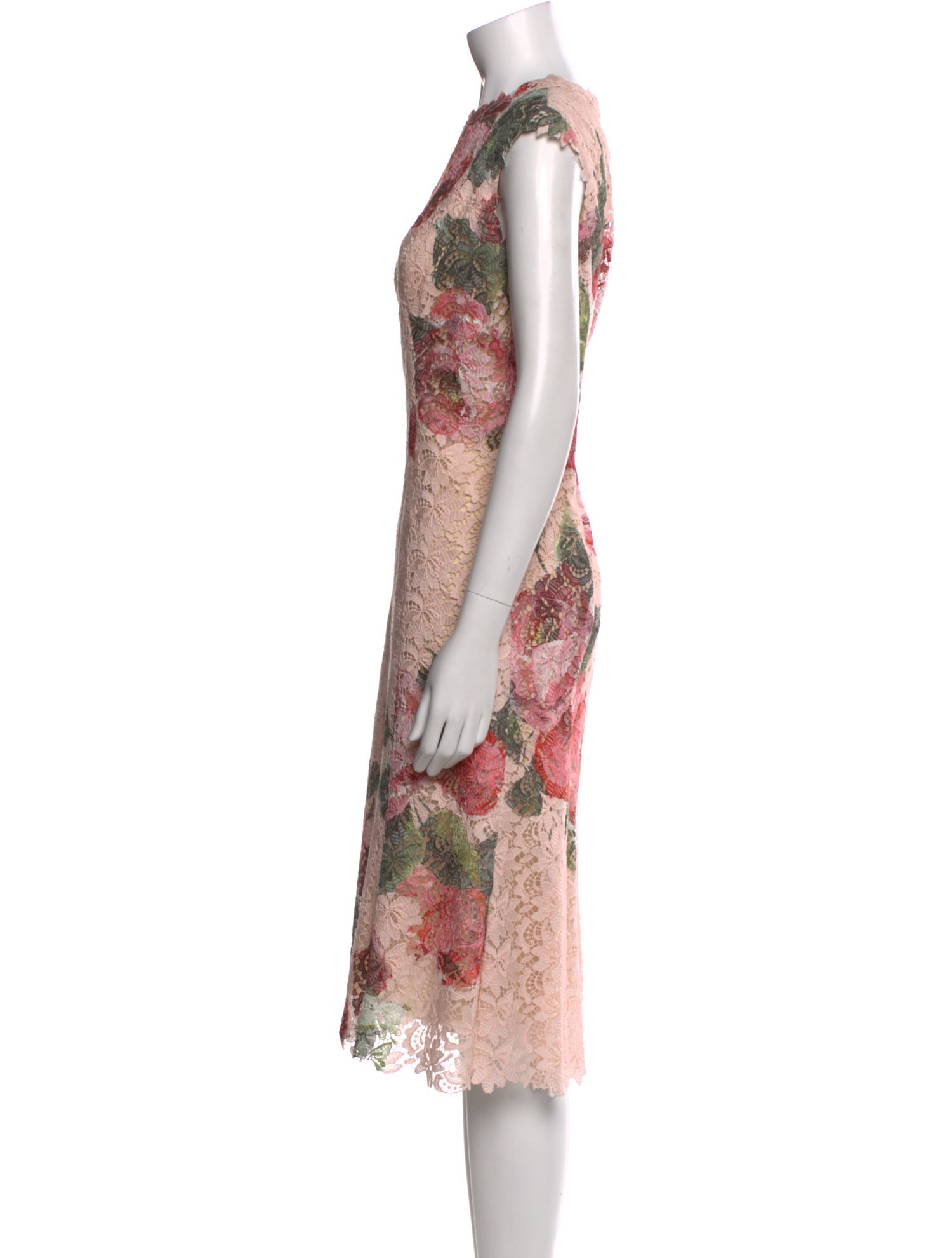 Monique Lhuillier Lace Pattern Midi Length Dress