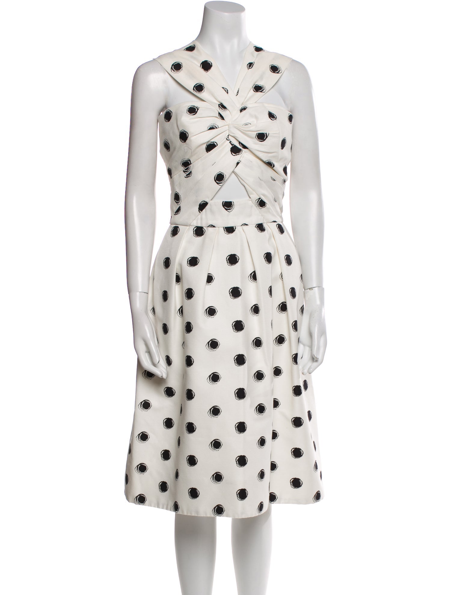 Monique Lhuillier Polka Dot Print Midi Length Dress