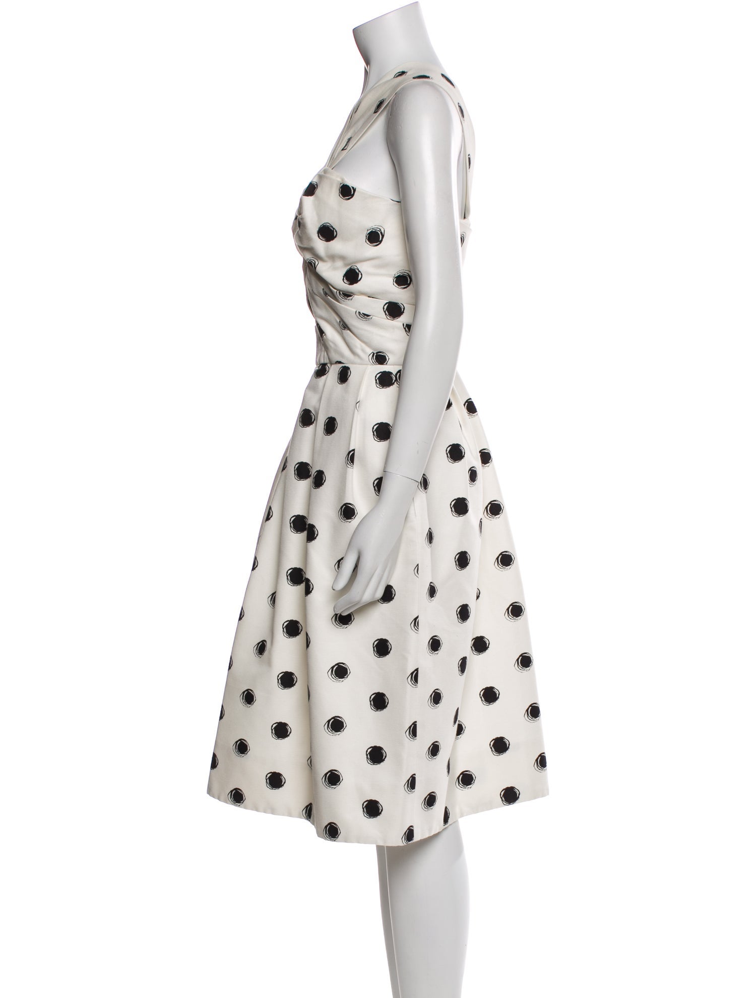 Monique Lhuillier Polka Dot Print Midi Length Dress