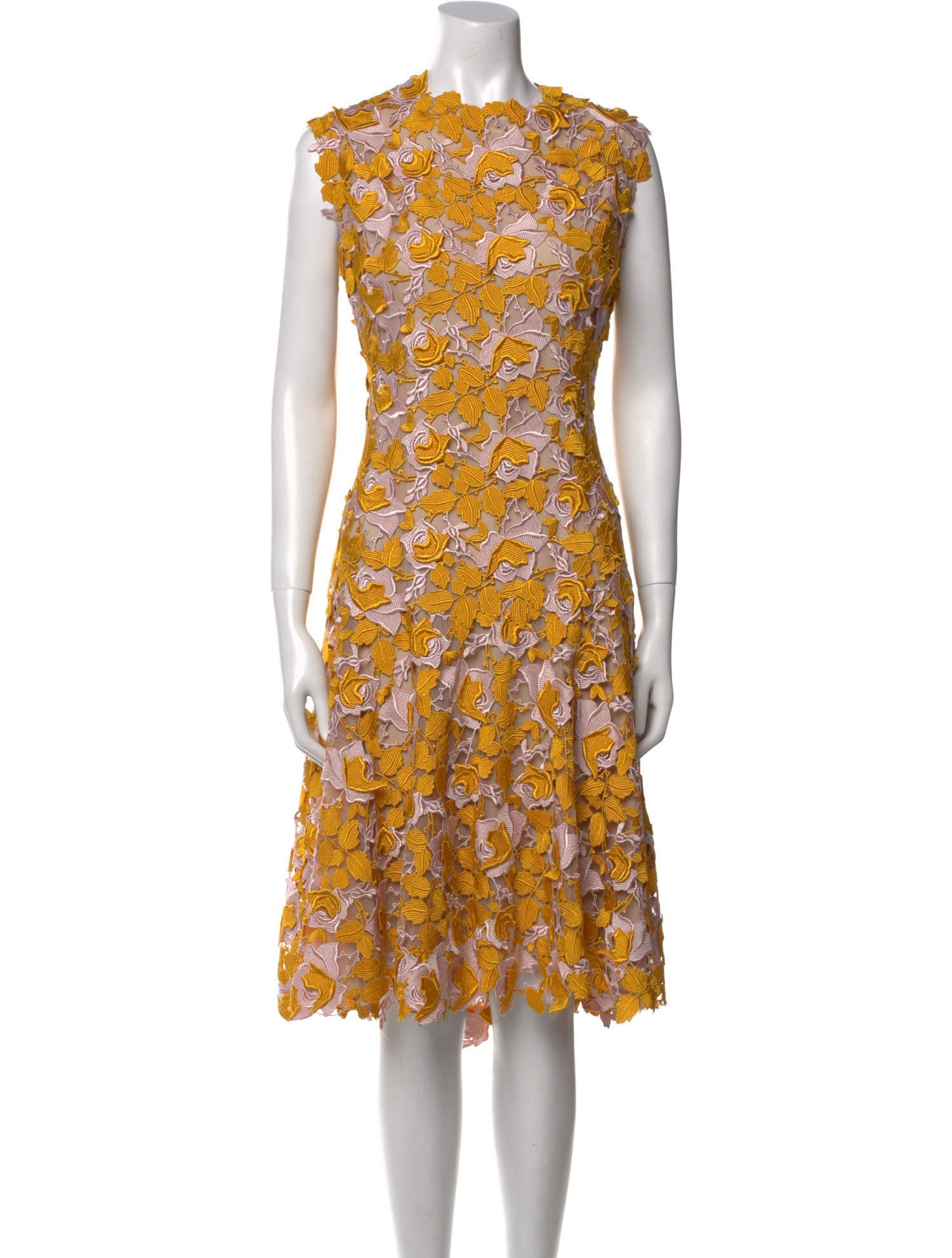 Monique Lhuillier Lace Pattern Midi Length Dress