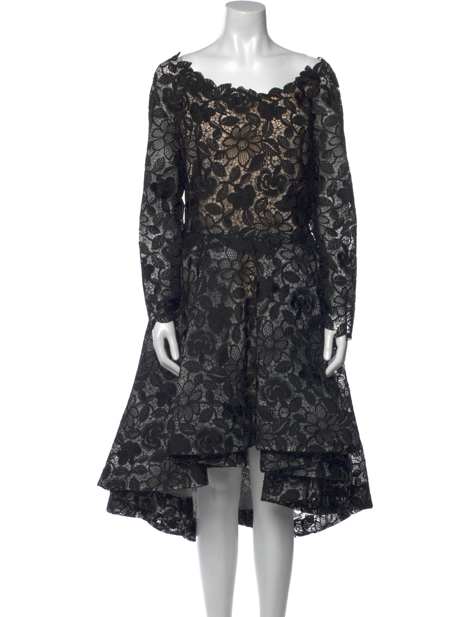 Monique Lhuillier Lace Pattern Midi Length Dress