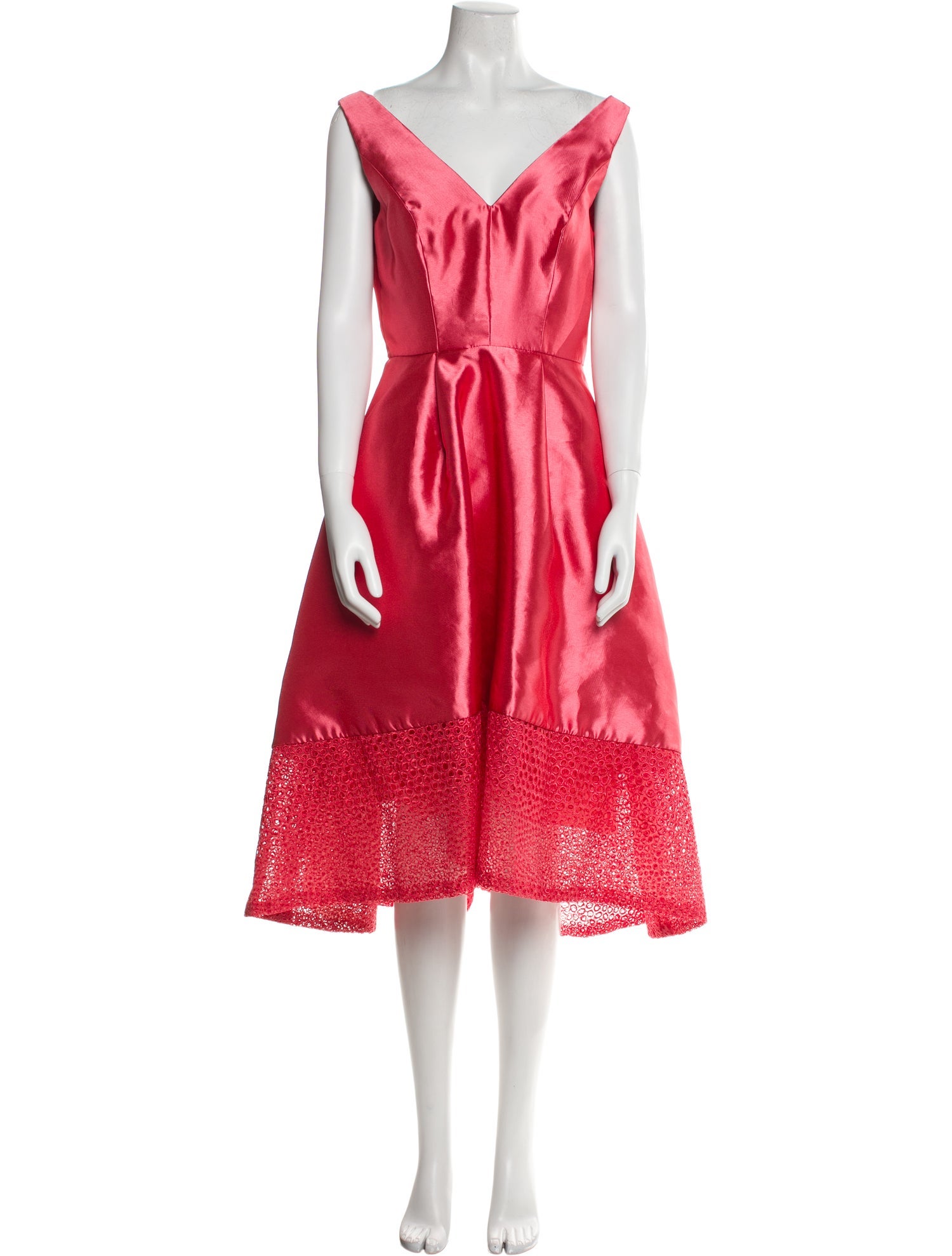 Monique Lhuillier V-Neck Midi Length Dress