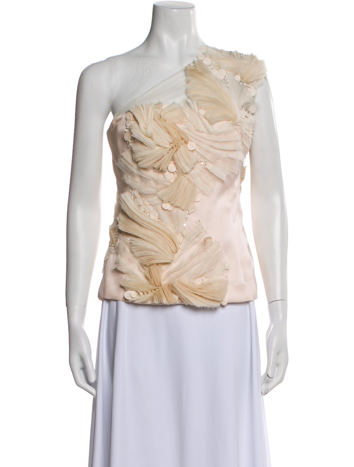 Monique Lhuillier Silk One-Shoulder Top