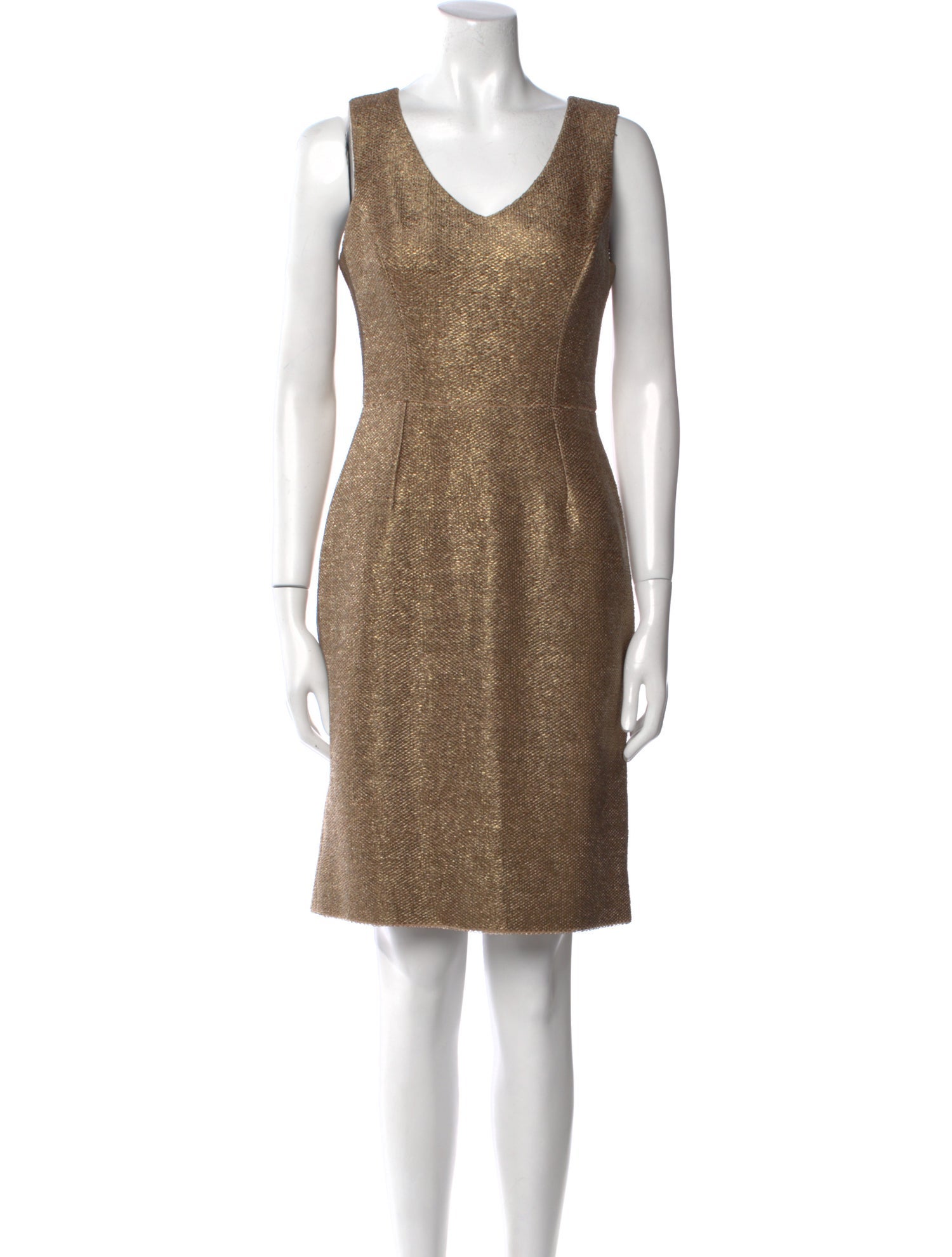 Monique Lhuillier V-Neck Knee-Length Dress