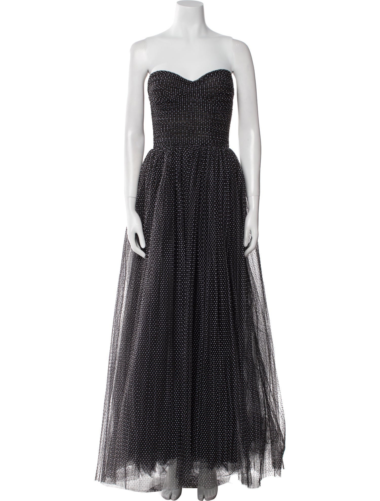 Monique Lhuillier Polka Dot Print Long Dress