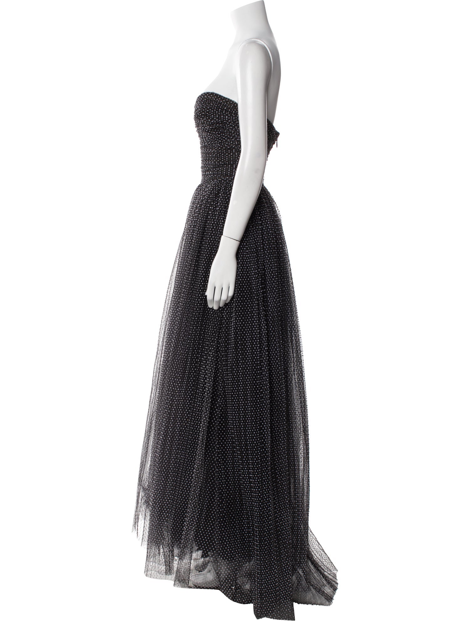 Monique Lhuillier Polka Dot Print Long Dress